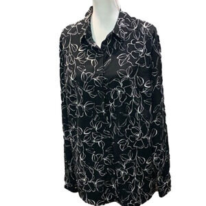 🔥🔥SALE🔥🔥A.new day Black & White Button Front Floral Shirt